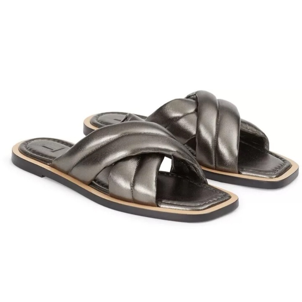 New Lafayette 148 Donne Metallic Sandals in pewter metallic size 37/7